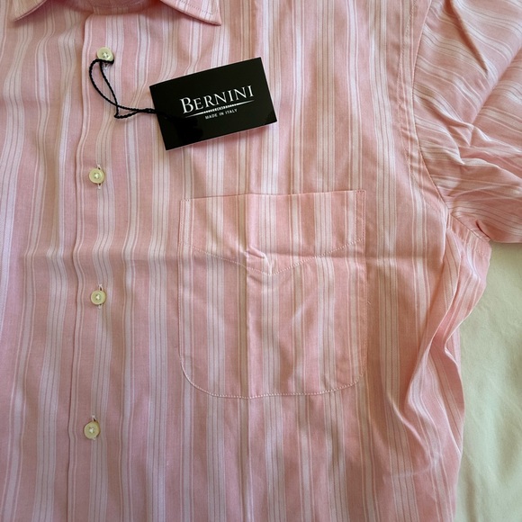BERNINI Italy, Men's Pink Striped Shirt - Picture 8 of 10